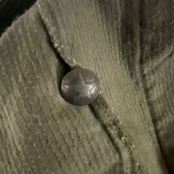 FLAX by Jeanne Engelhart Sz M Green Wide Whale Corduroy Chore Utility Coat Barn - Picture 9 of 11